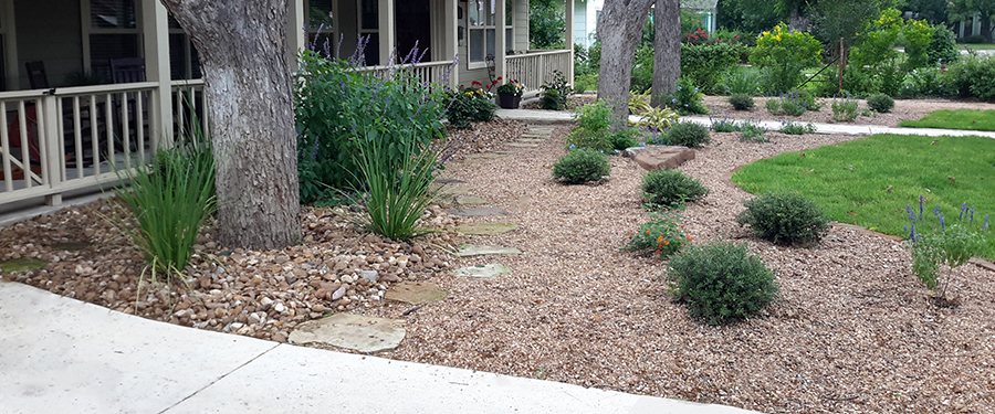 Downtown New Braunfels, completed custom landscaped yard.